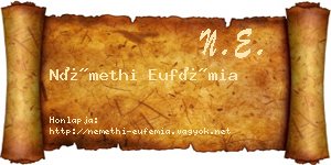 Némethi Eufémia névjegykártya